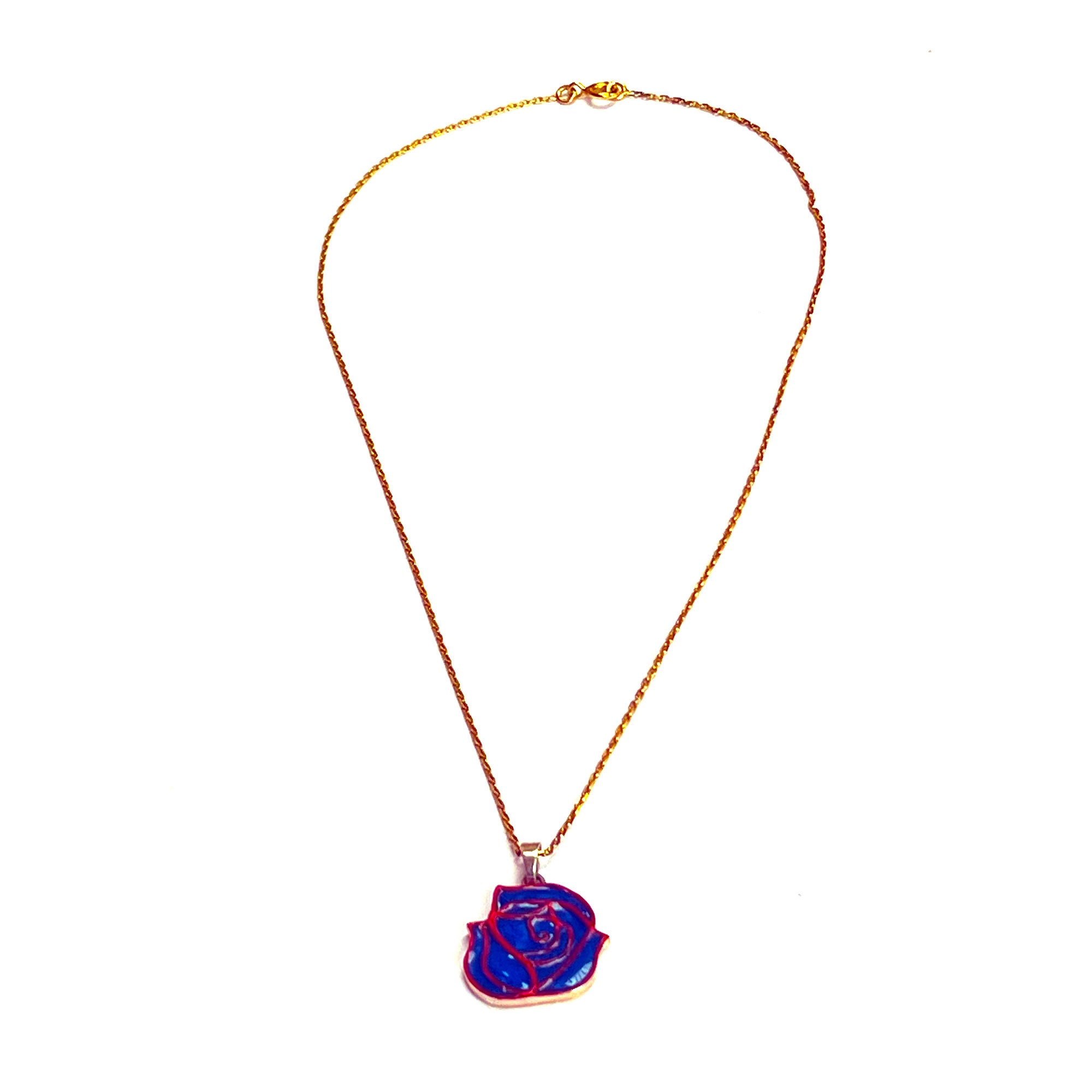 Collier fleur bleue