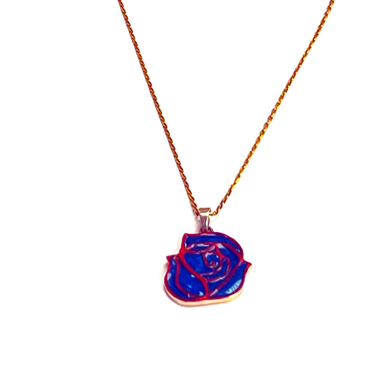 Collier fleur bleue